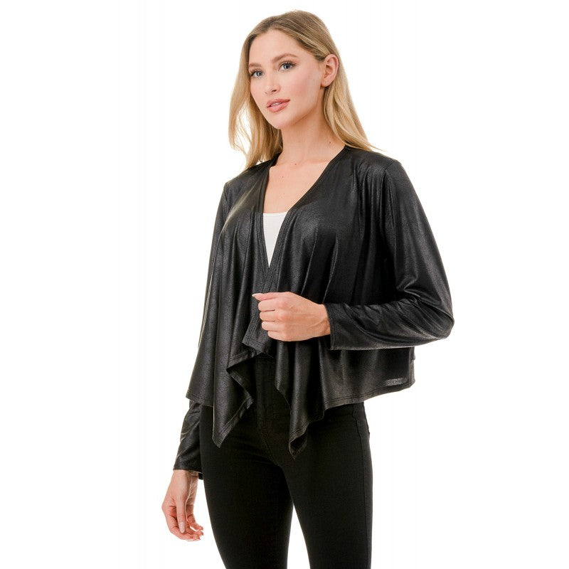 Liquid Leather Drape Jacket Black