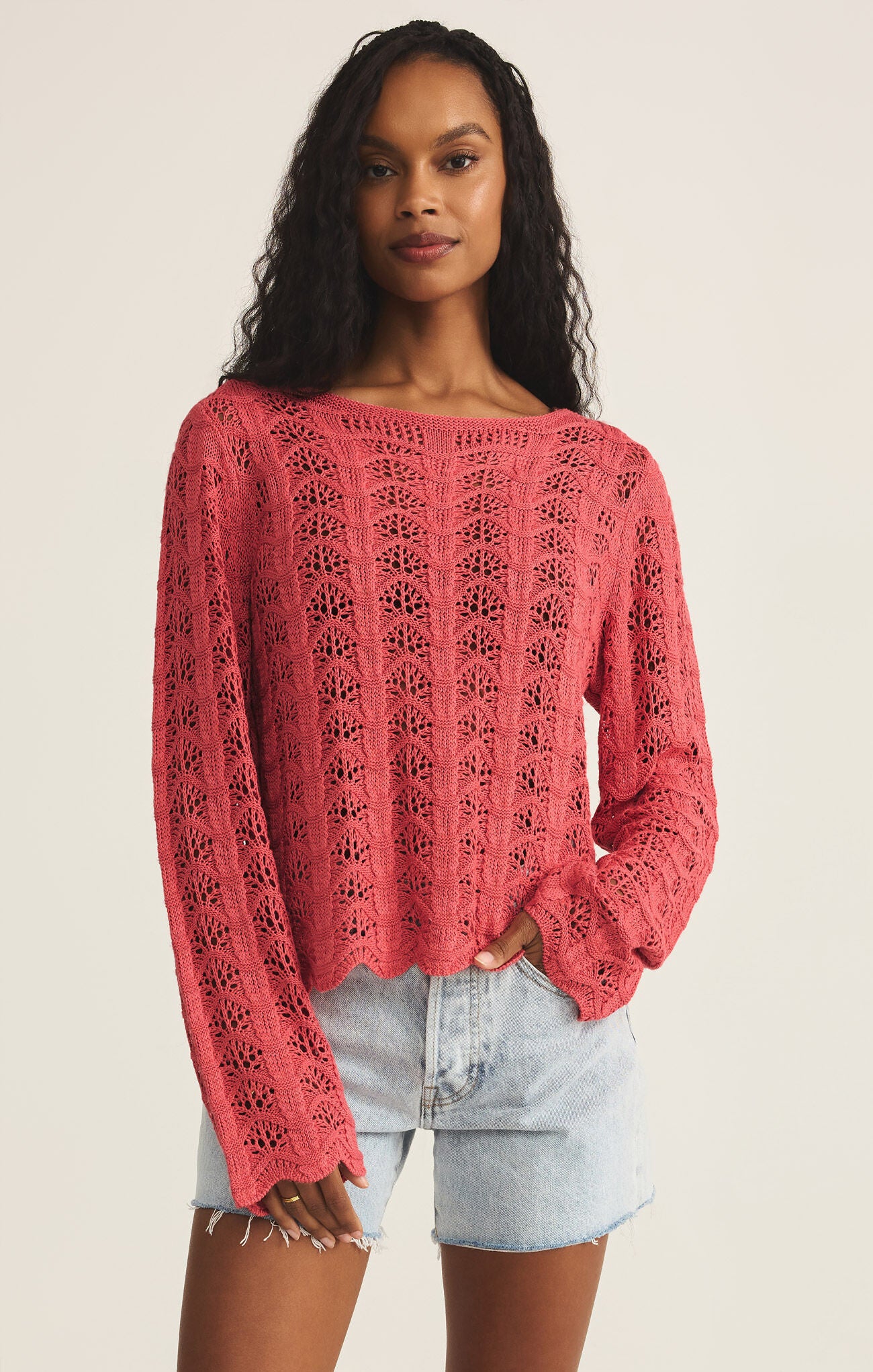 Azura Crochet Sweater Persimmon