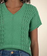 Tilda Pullover Vneck Short Sleeve Sweater Green