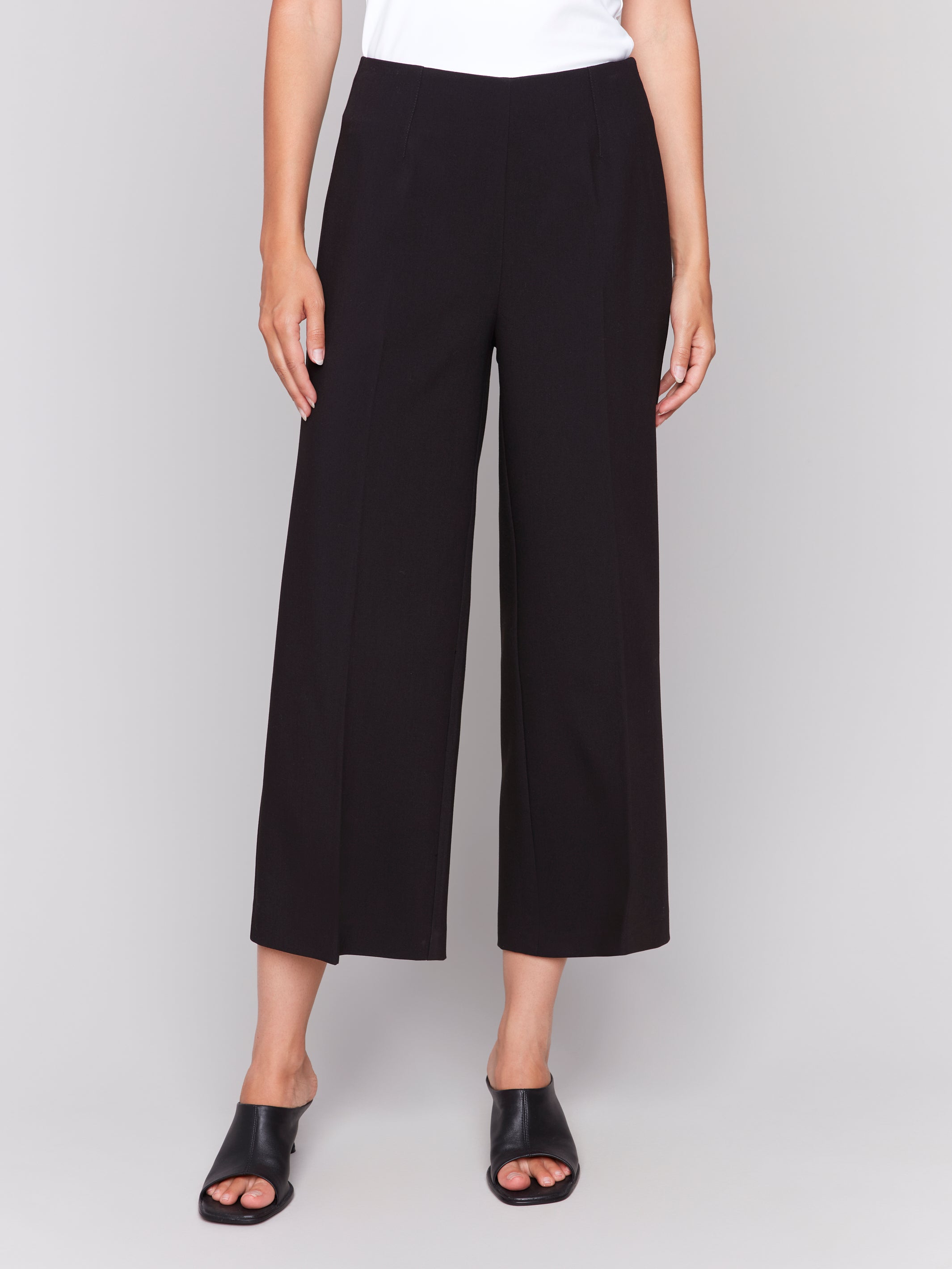 Cropped Wide Leg Pants Black