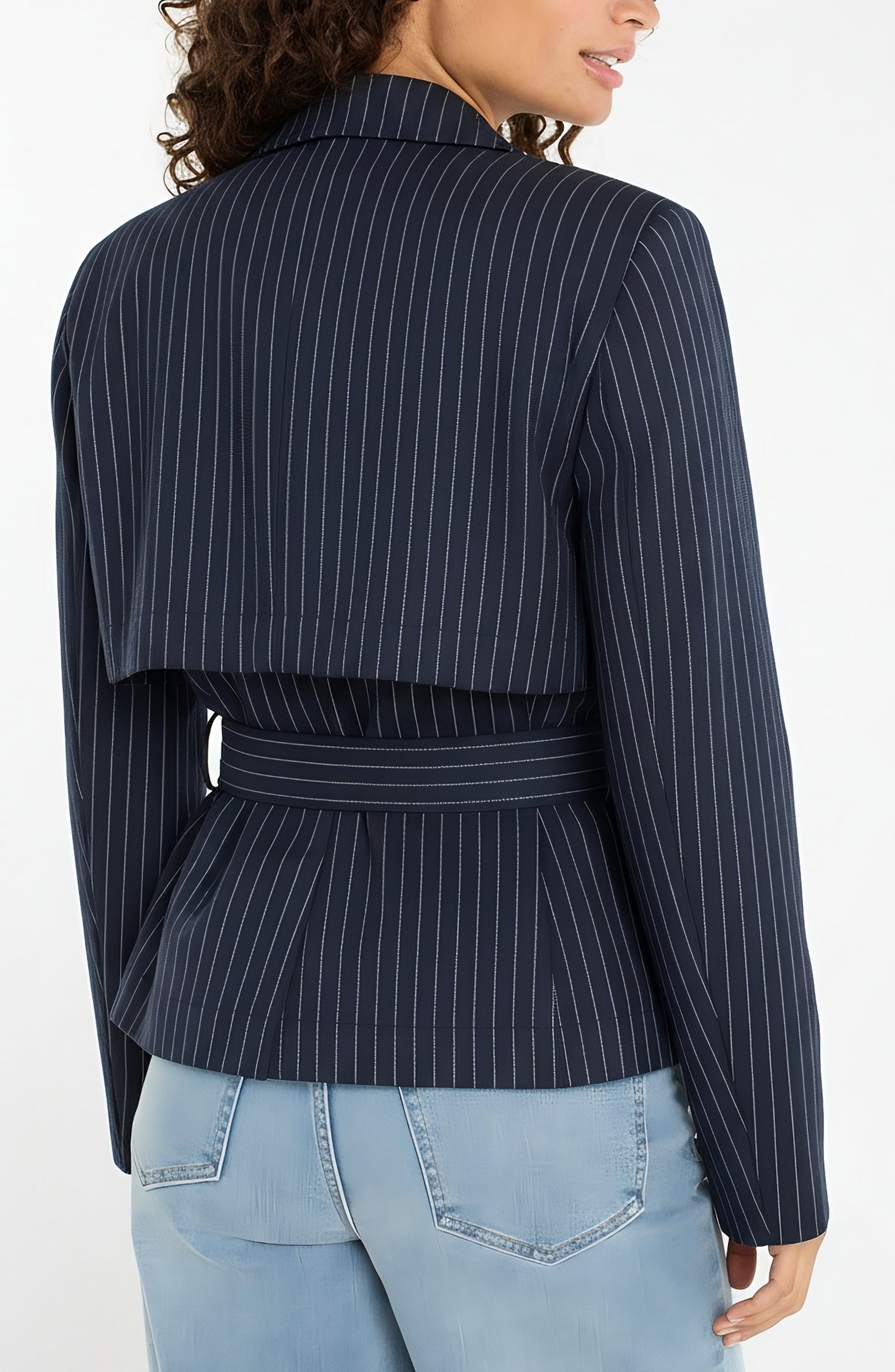 Cropped Trench Jacket Deep Midnight Stripe