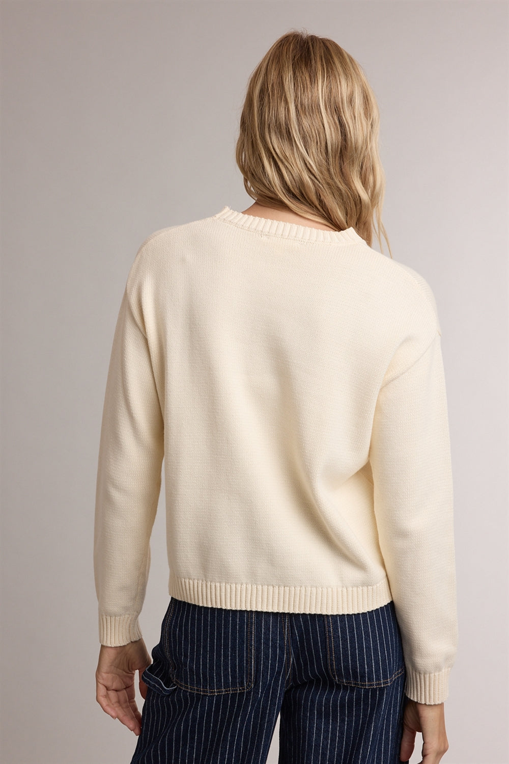 Football Jacquard Sweater Cream