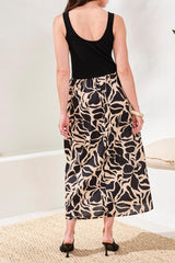 Sleeveless Printed Skirt Dress Black