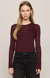 Sheer Luck Long Sleeve Top Berry Noir