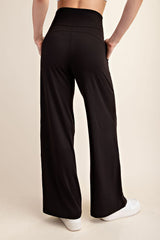 Butter V Waist Wide Leg Pants Black