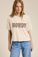 Howdy Puff Longhorn Skull Graphic Tee Bone