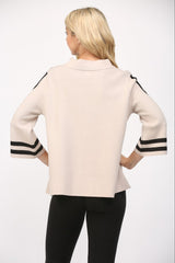 Stripe Mock Neck Sweater Sand