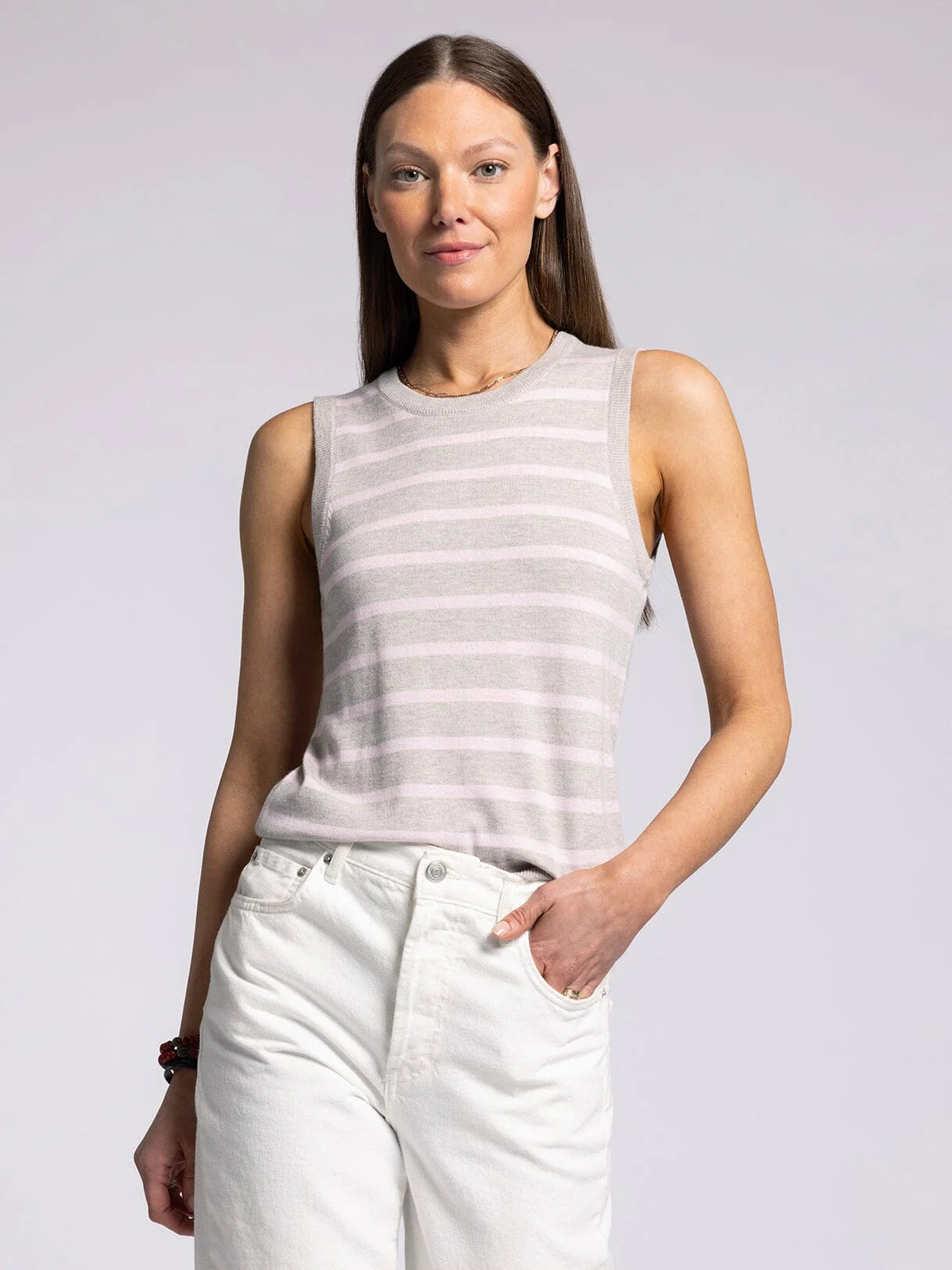 Elsa Tank Grey + Pink