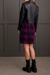 Notch Collar Crop Leather Biker Jacket Black