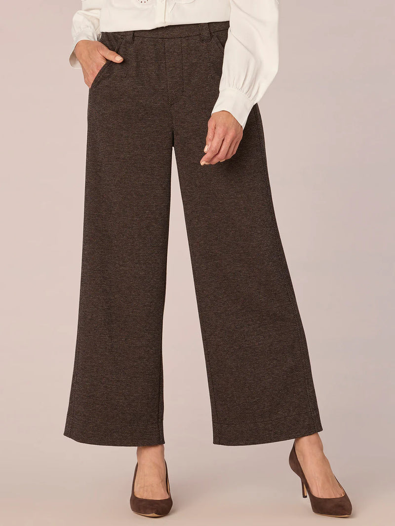 Leisure Skyrise Double Knit Side Panel Wide Leg Pants Brown