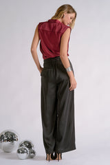 Pleat Detail Wide Leg Trousers Black