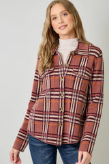 Check Patterened Sweater Jacket Berry Mix