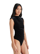 Esen Velvet Sleeveless Bodysuit Black