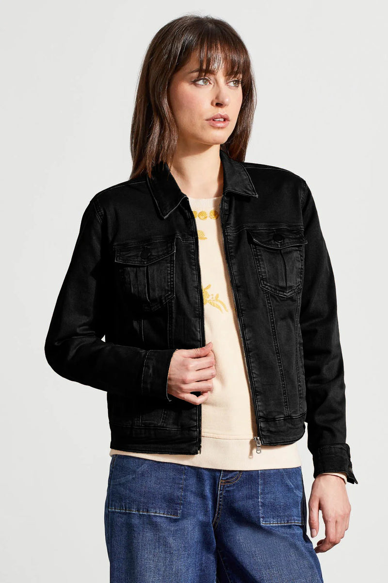 Zip Front Chest Pocket Jacket Black