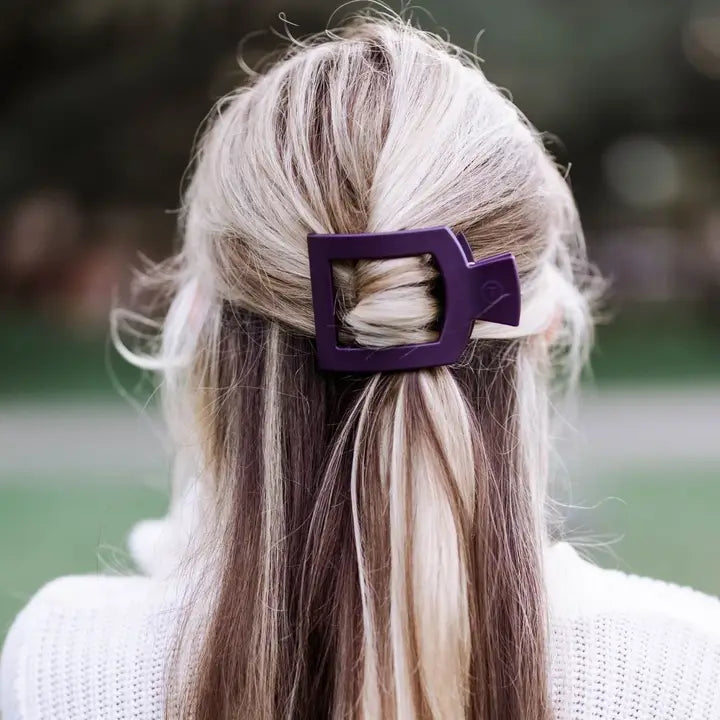 Teleties Medium Flat Square Hair Clip Burgundy Bliss