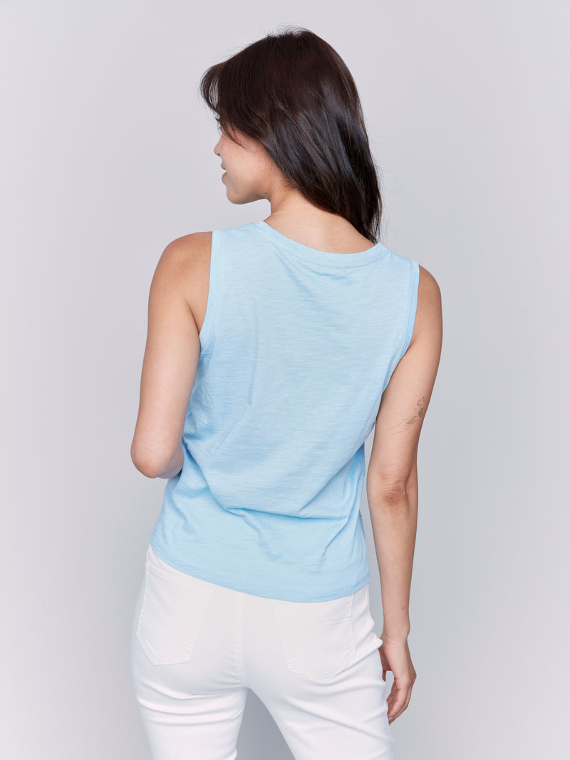 Knot Hem Solid Slub Tank Bluebell
