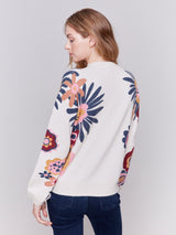 Funky Floral Printed Sides Sweater Heather Beige