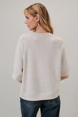 Crew Neck 3/4 Sleeve Raglan Top Heather Grey
