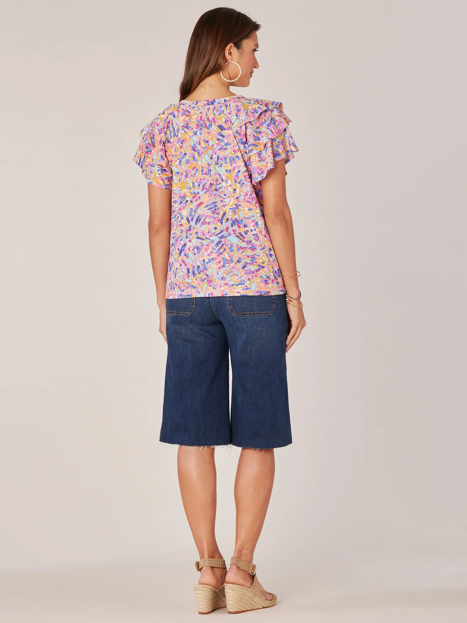 Tiered Raglan Sleeve Printed Knit Top Orchid Plum Multi