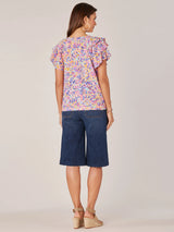 Tiered Raglan Sleeve Printed Knit Top Orchid Plum Multi