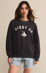 Giddy Up Sunday Sweatshirt Black Sand