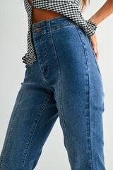 Seamed Western Flare Jeans Medium Denim