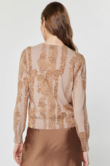 Floral Lace Print Cardigan Blush Pink Multi
