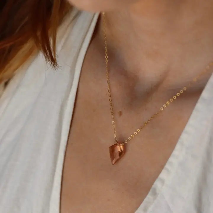 Champagne Quartz Necklace 14k Rose Gold Fill