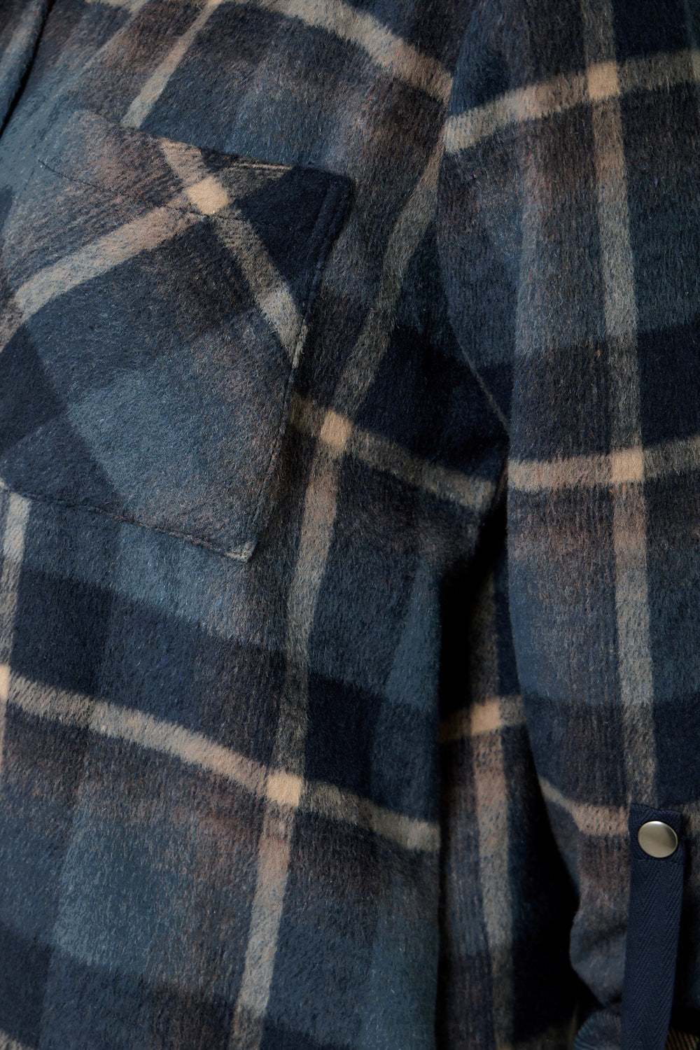 Cozy Brushed Plaid Shirt Jacket Midnight Blue