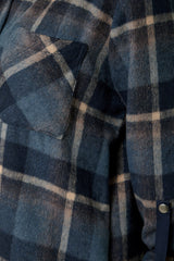Cozy Brushed Plaid Shirt Jacket Midnight Blue