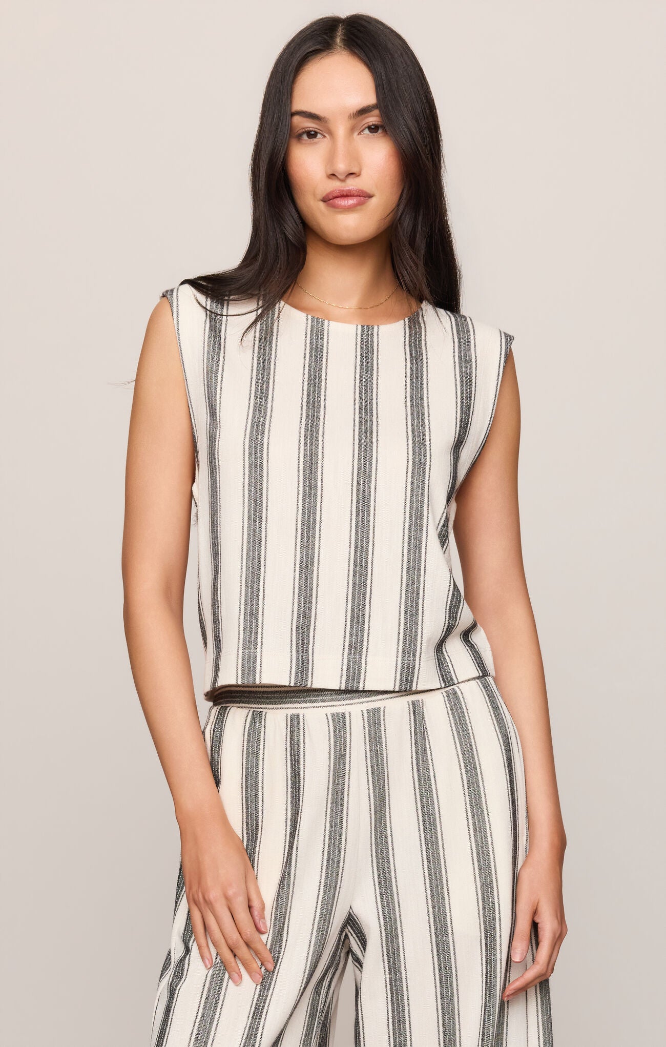 Pierre Knit Striped Top Black