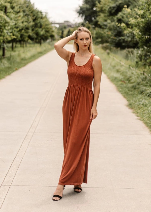 Textured Top Sleeveless Maxi Dress