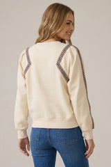 Diamond Tape Frame Detail Sweatshirt Cream