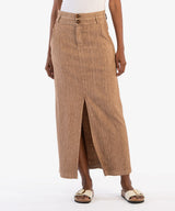 Freida Front Slit Double Button Skirt Wood