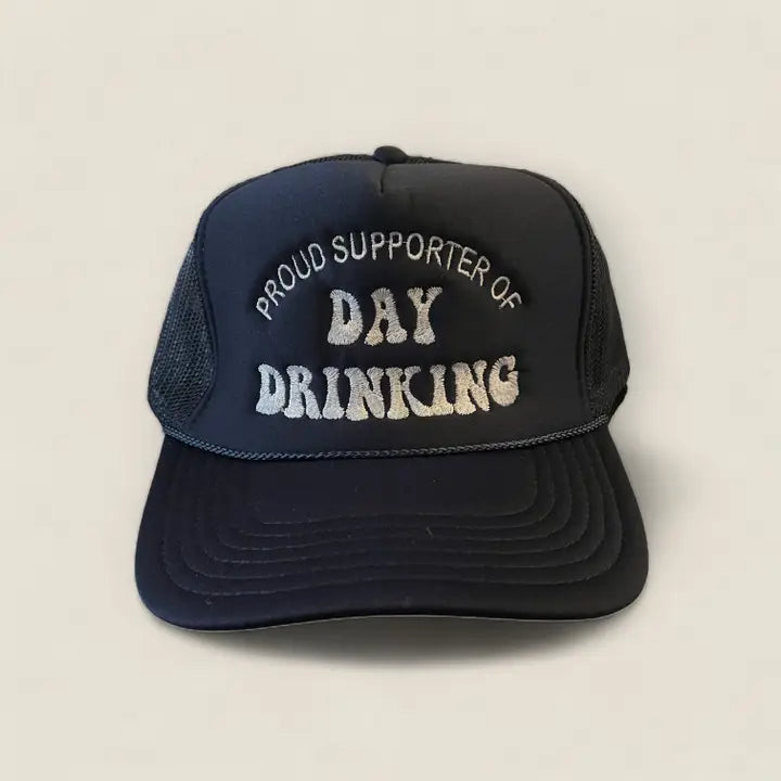 Proud Supporter of Day Drinking Trucker Hat Navy + White