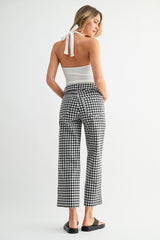 High Rise Utility Wide Leg Jean Black Gingham