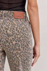 Wide Comfort Flare Seamed Jeans Cheetah