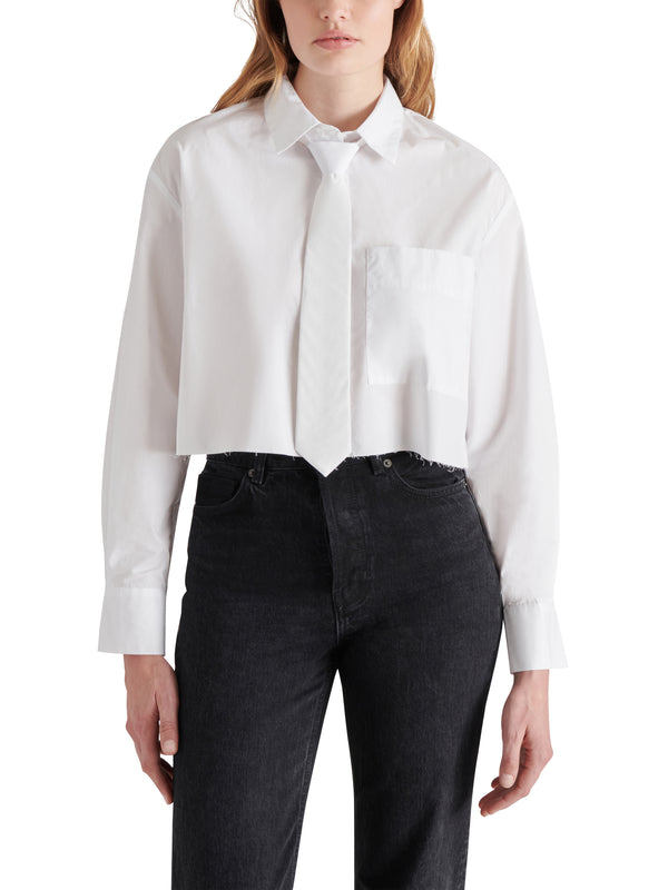 Dom Detachable Tie Cropped Shirt Brilliant White