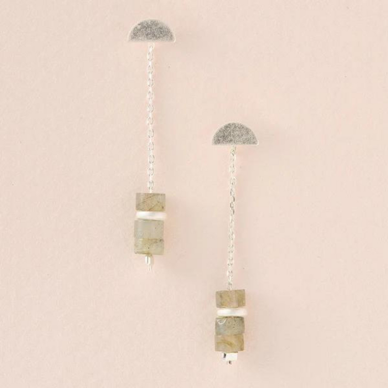 Stone Meteor Jacket Earrings Labradorite | Silver