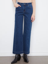 Side Panel Wide Leg Stretch Jeans Indigo