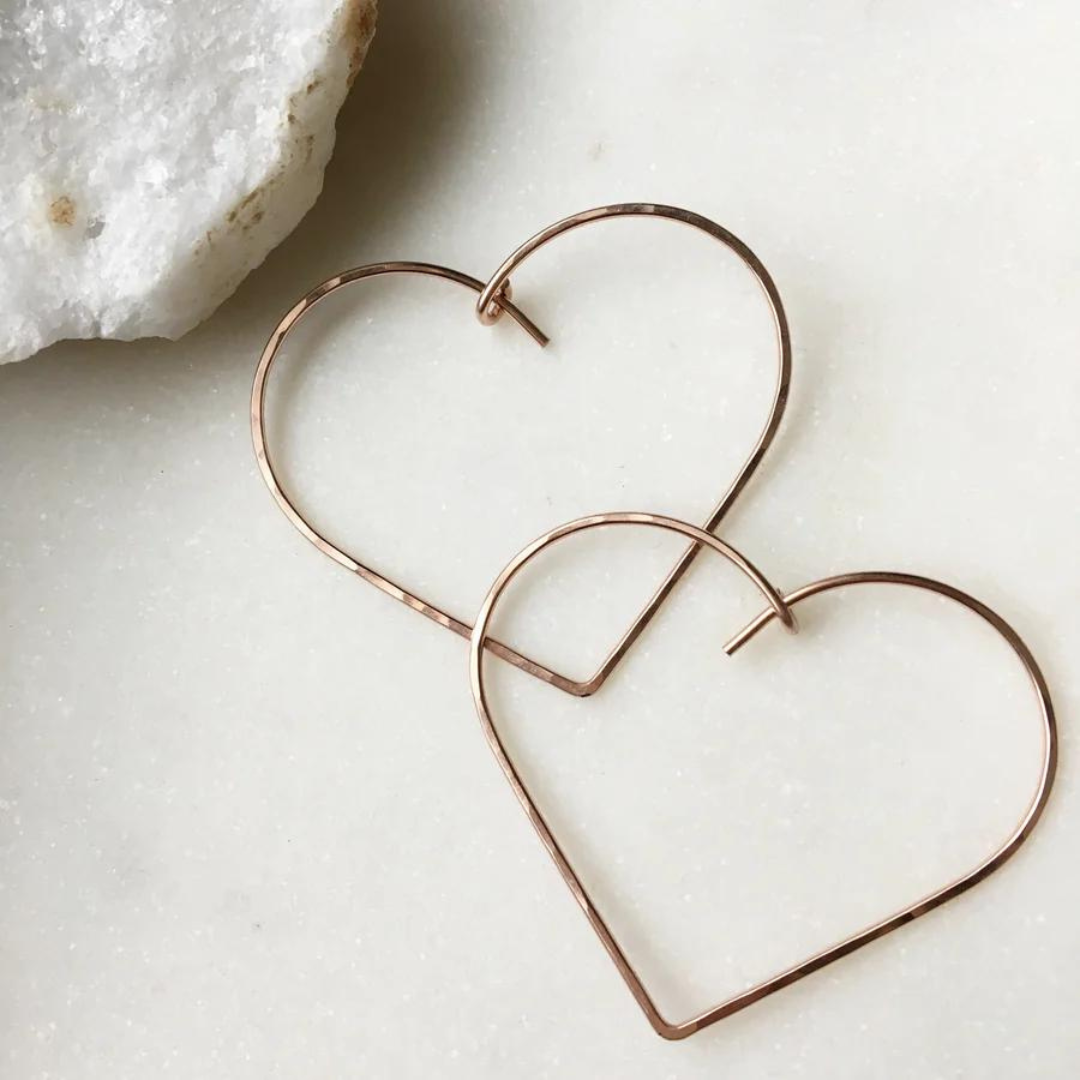 Heart Hoops 14K Rose Gold Fill