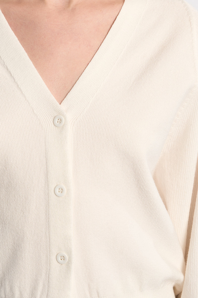 Buttoned Knit Cardi Off White