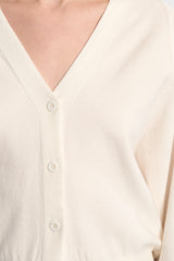 Buttoned Knit Cardi Off White