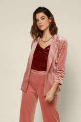 Dart Collar Velvet Blazer Dusty Rose