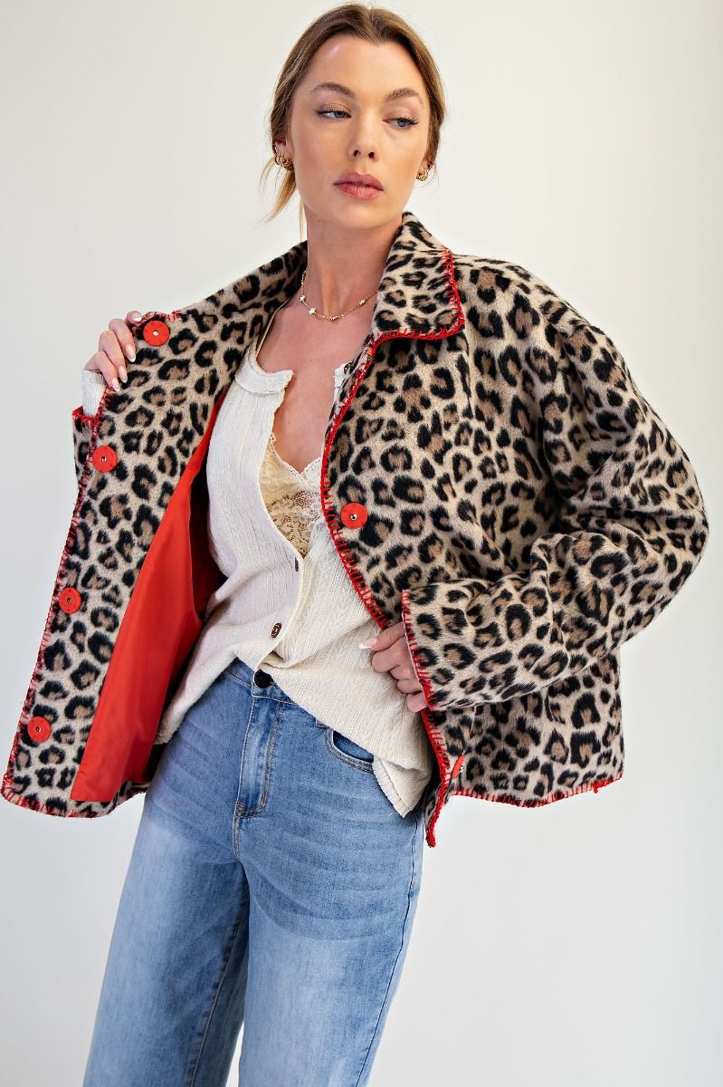Animal Printed Fleece Jacket Animal