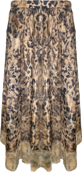 Printed Mesh Skirt Animal