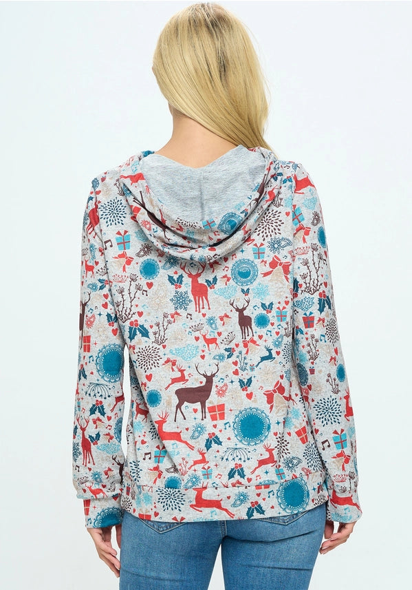 Holiday Print Hoodie with Pocket