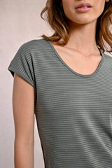 Metallic Stripe Tee Sage Green