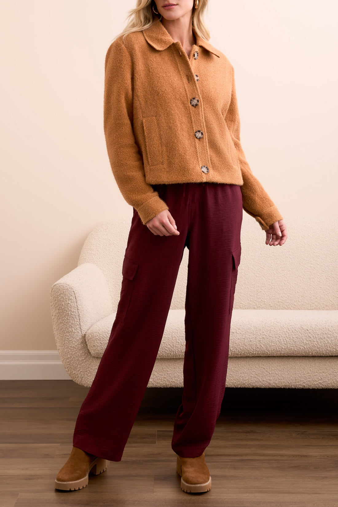 Button Front Lined Jacket Bran