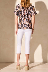 Short Sleeve Raglan Frill Top Tea Rose